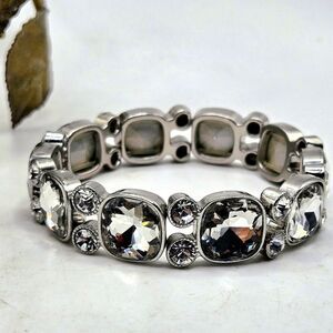 "5/$40" Rhinestone Silvertone Bling Cocktail Stretch Bracelet